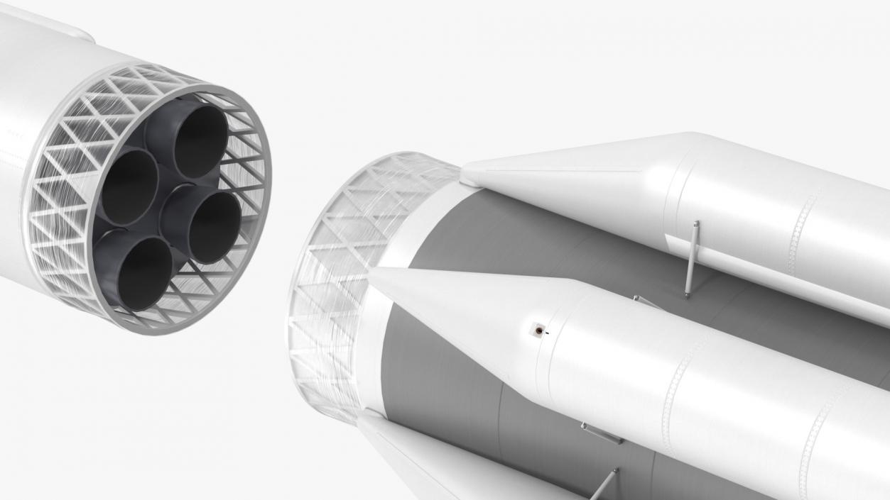 3D model Heavy Lift Launch Rocket Main Parts