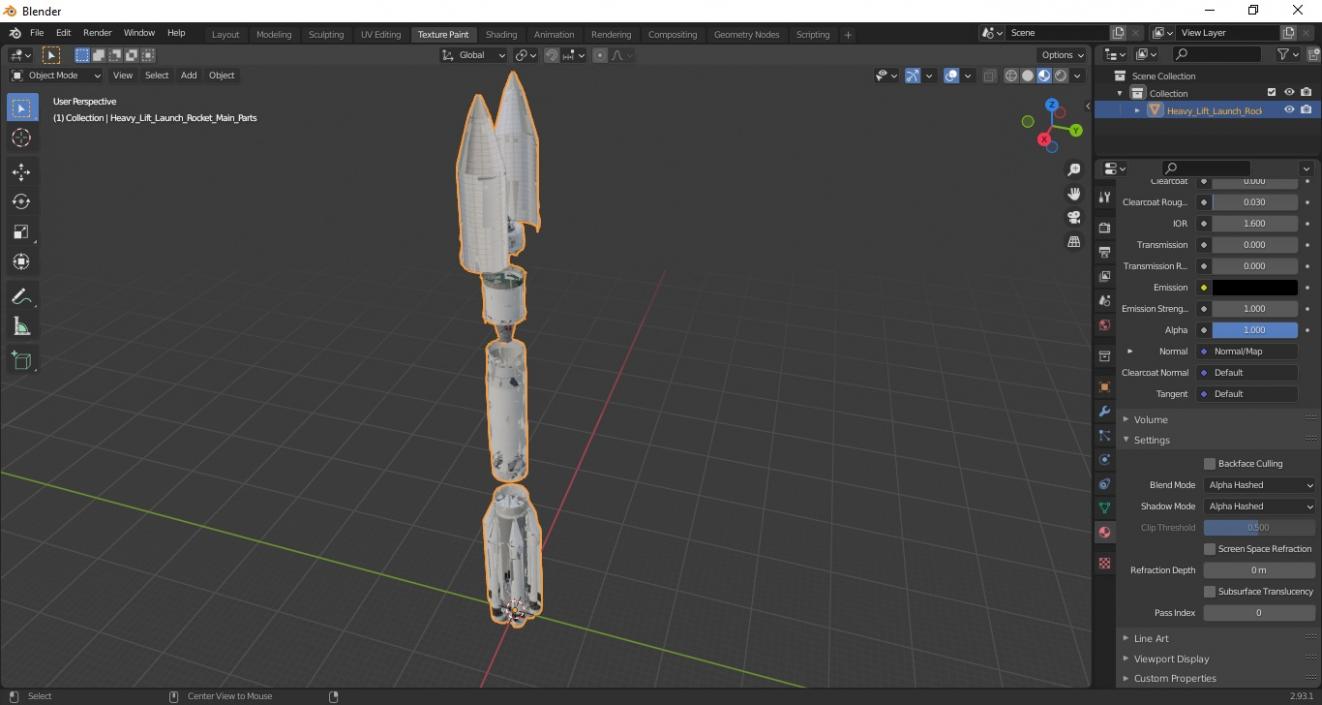 3D model Heavy Lift Launch Rocket Main Parts