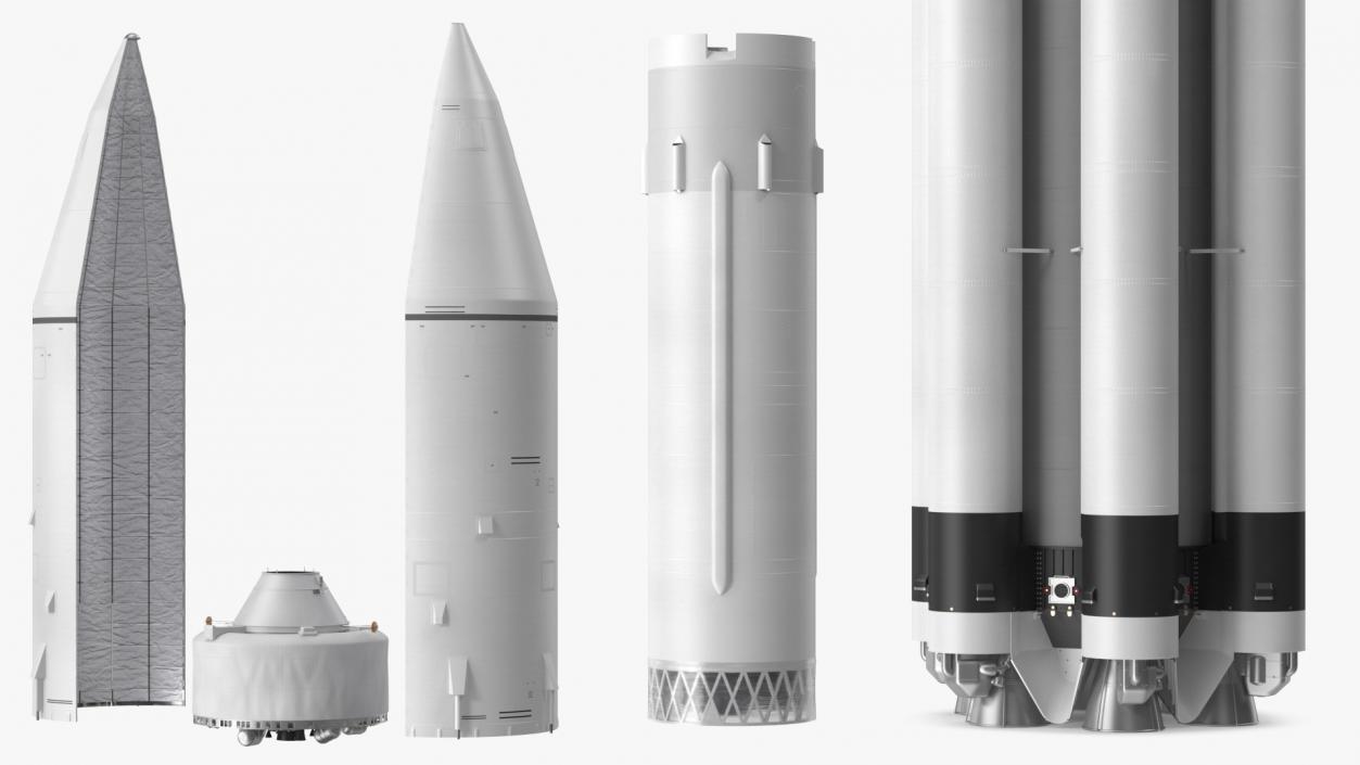 3D model Heavy Lift Launch Rocket Main Parts