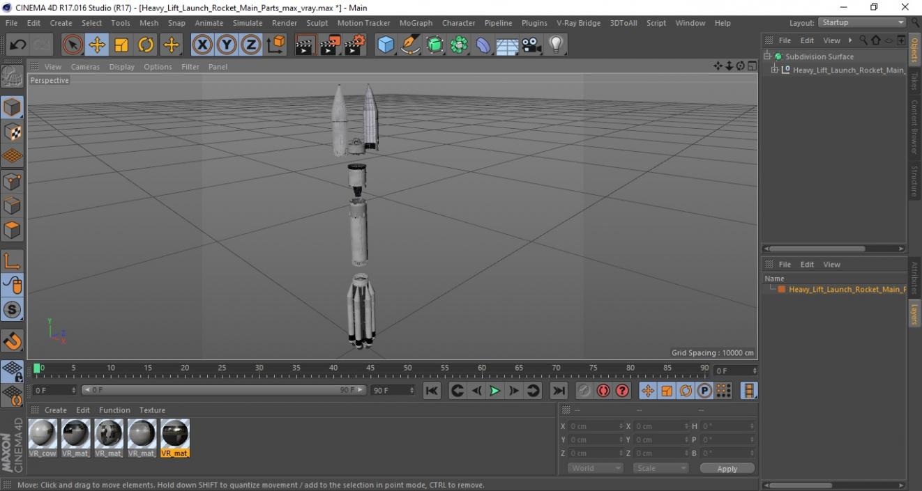 3D model Heavy Lift Launch Rocket Main Parts