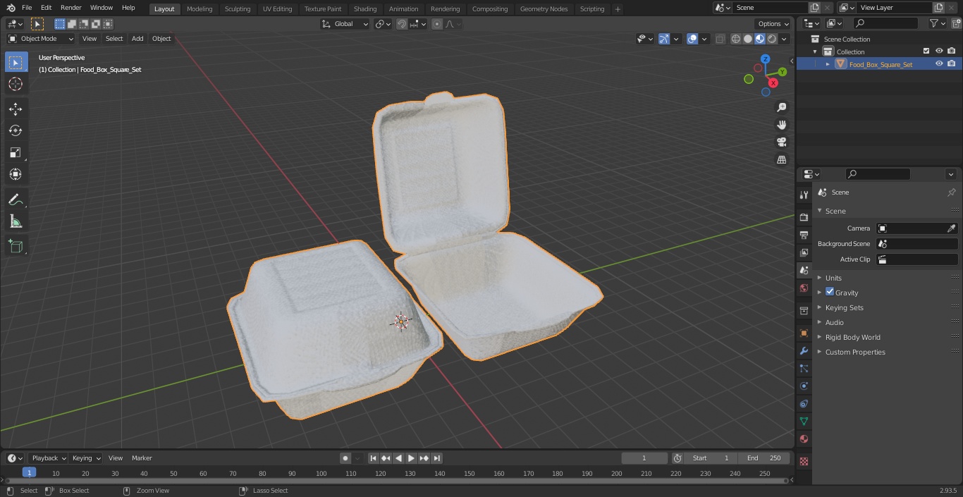 Food Box Square Set 3D model