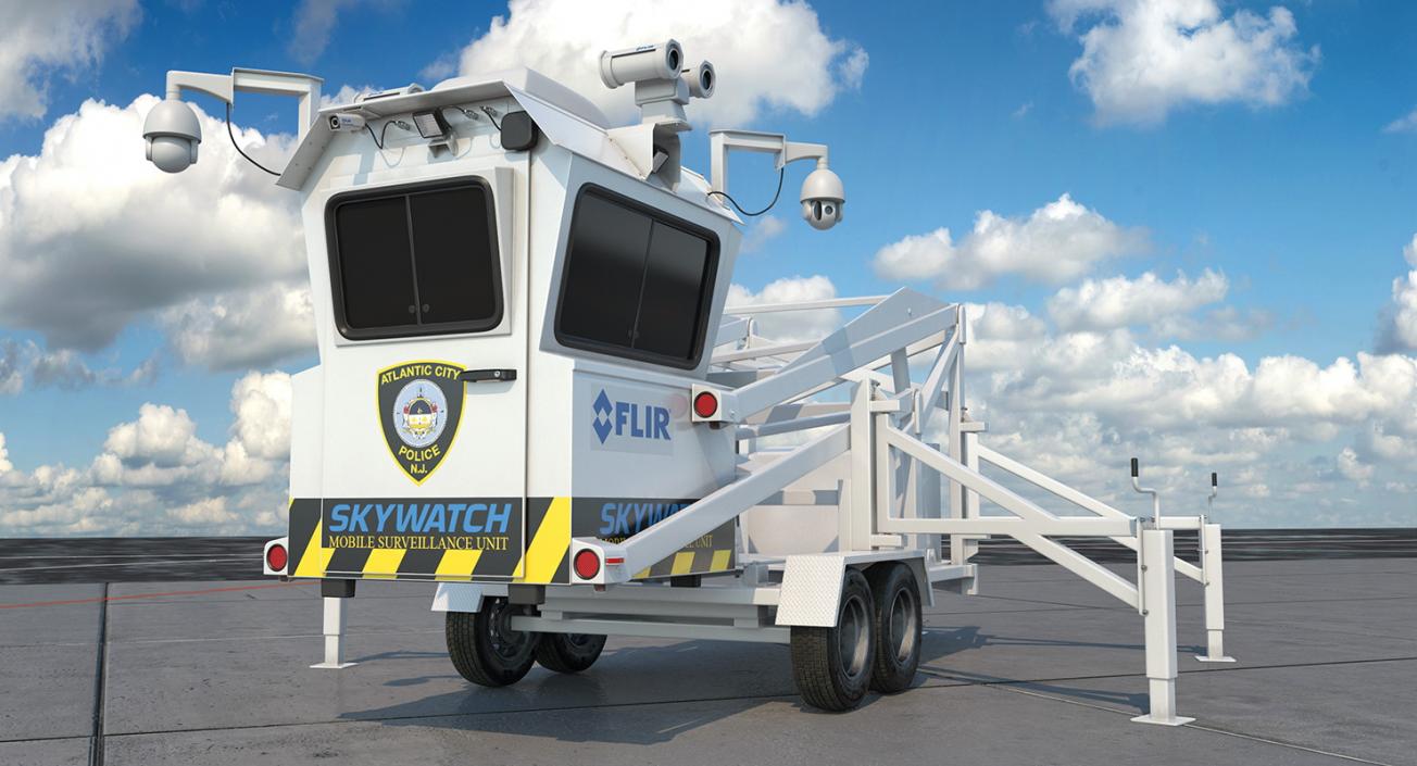 3D Flir SkyWatch Mobile Surveillance Tower Rigged