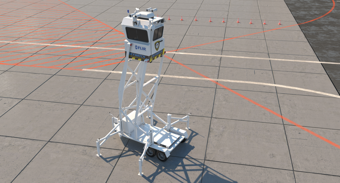 3D Flir SkyWatch Mobile Surveillance Tower Rigged