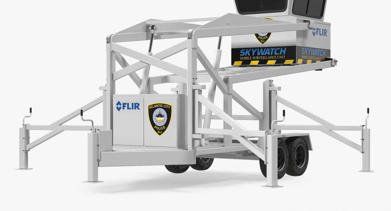 3D Flir SkyWatch Mobile Surveillance Tower Rigged