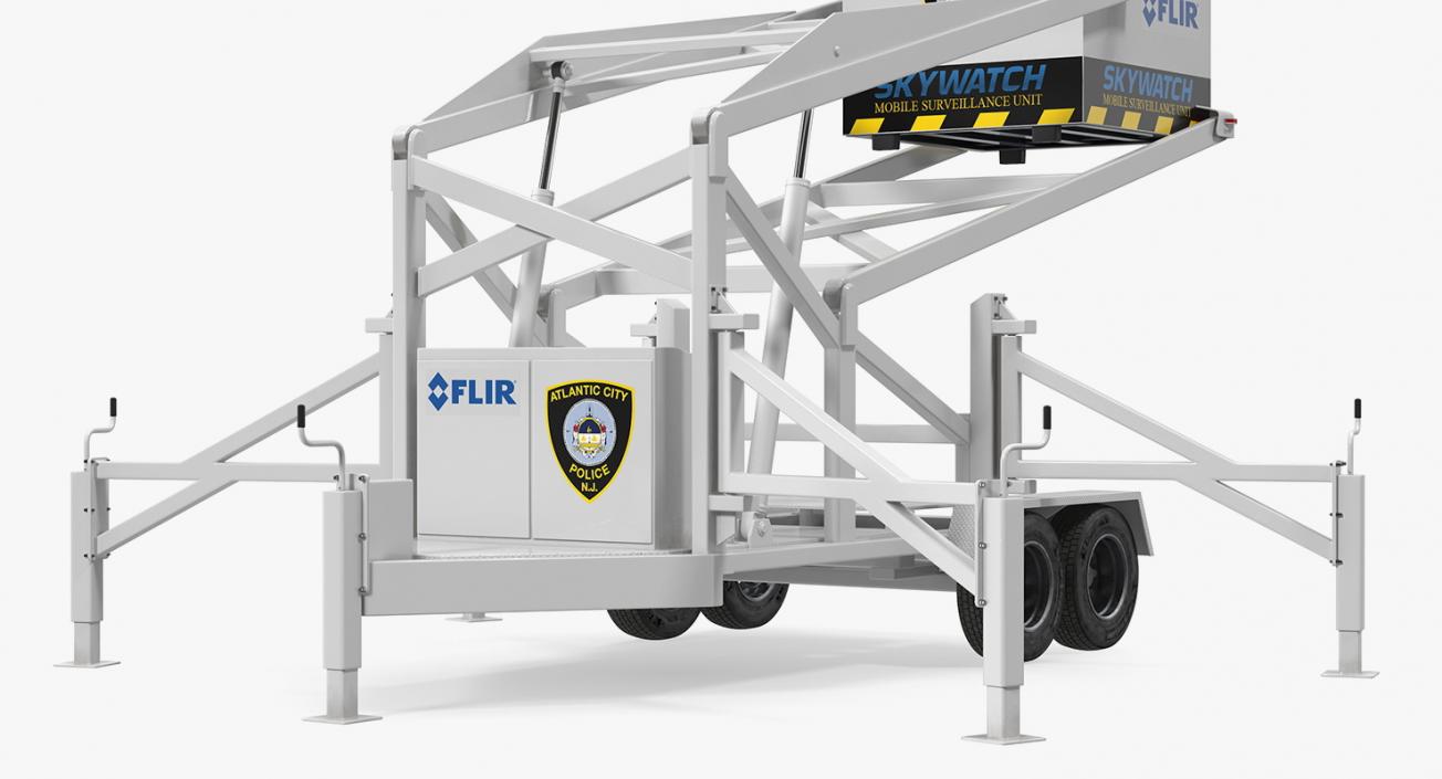 3D Flir SkyWatch Mobile Surveillance Tower Rigged