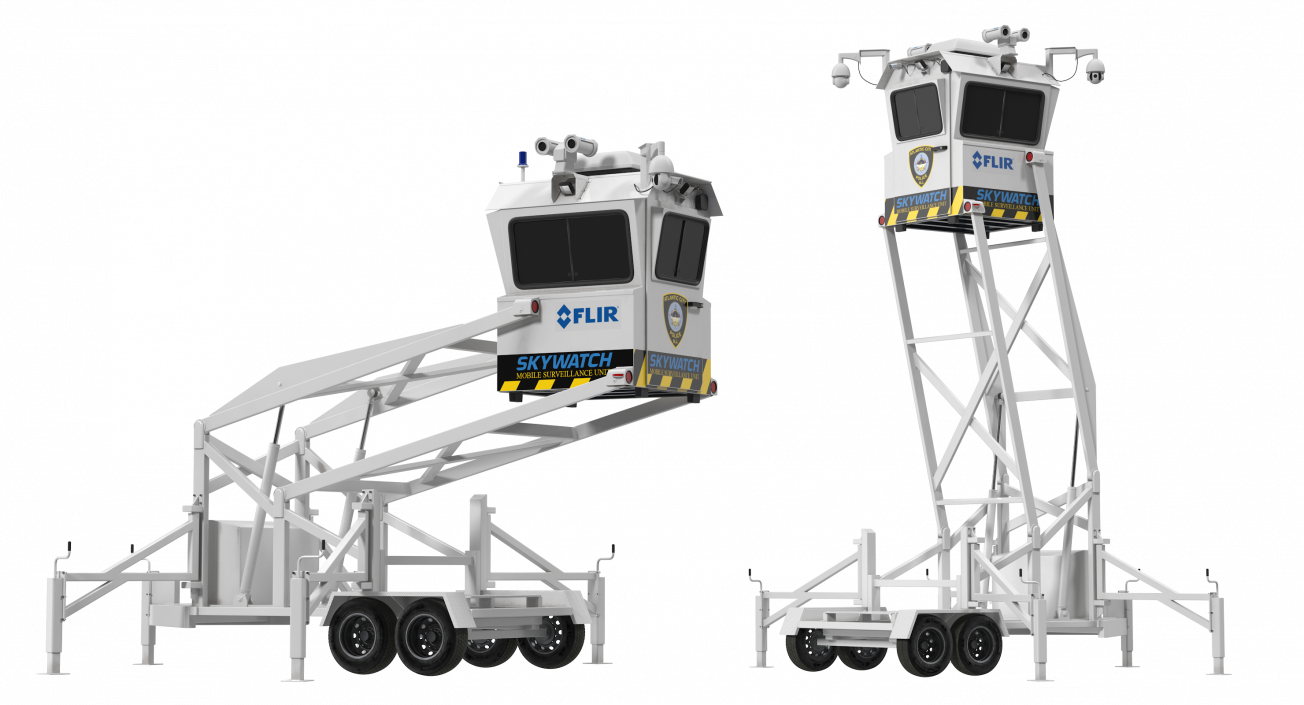 3D Flir SkyWatch Mobile Surveillance Tower Rigged