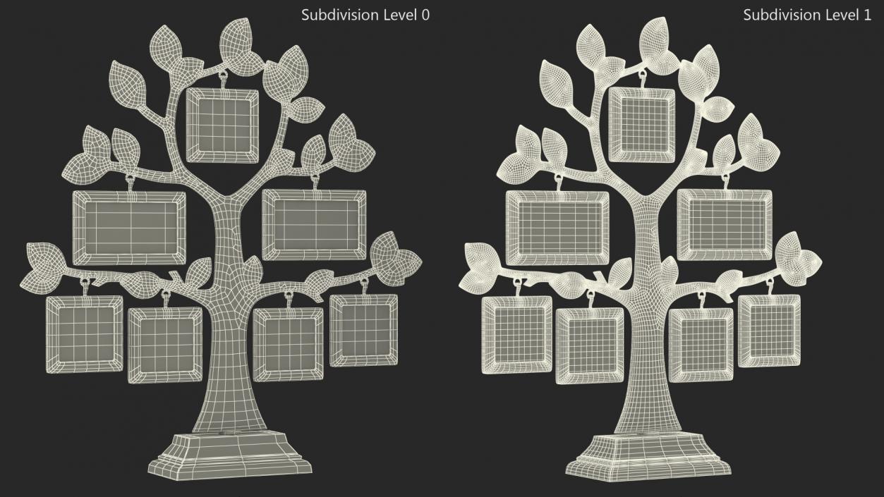 Gold Photo Frame with Black Family Tree 3D model