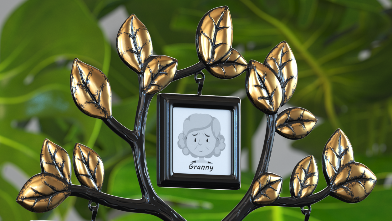 Gold Photo Frame with Black Family Tree 3D model