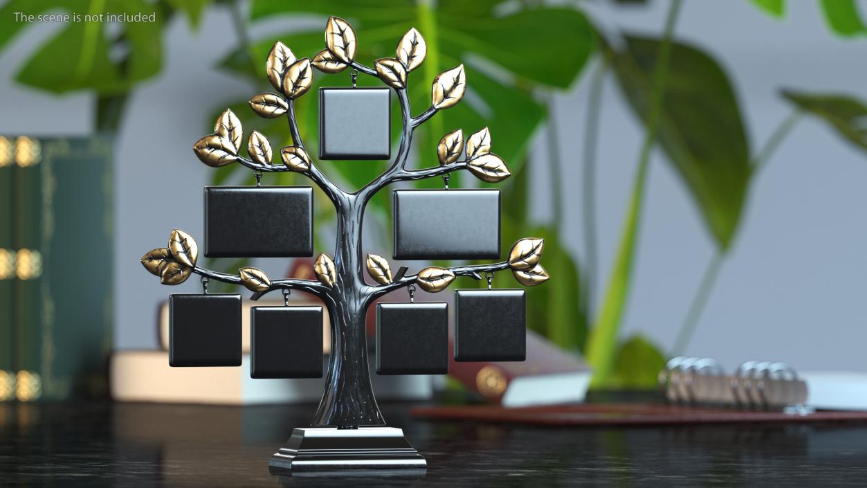 Gold Photo Frame with Black Family Tree 3D model