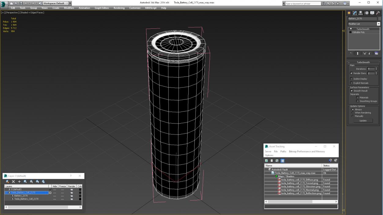 3D Tesla Battery Cell 2170 model