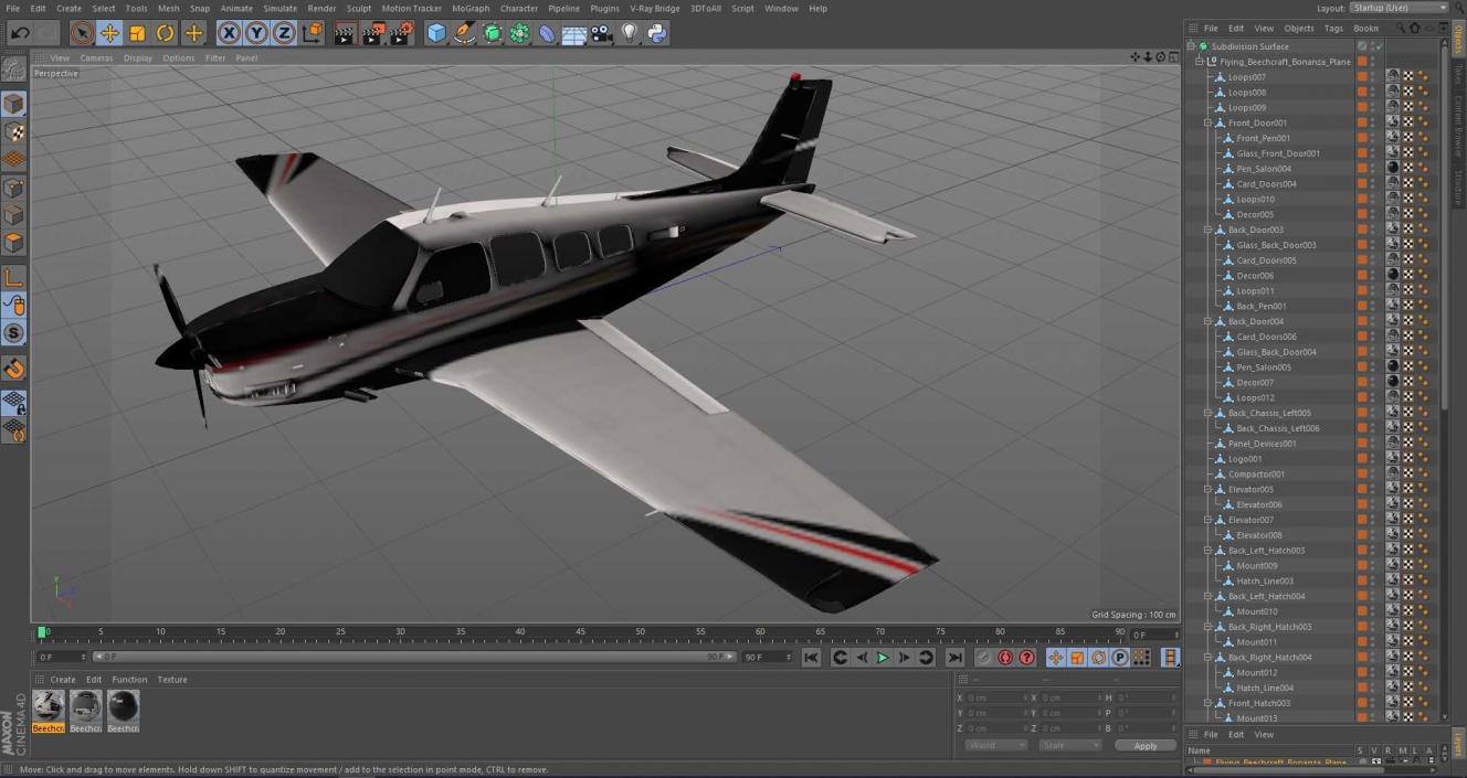 3D Flying Beechcraft Bonanza Plane