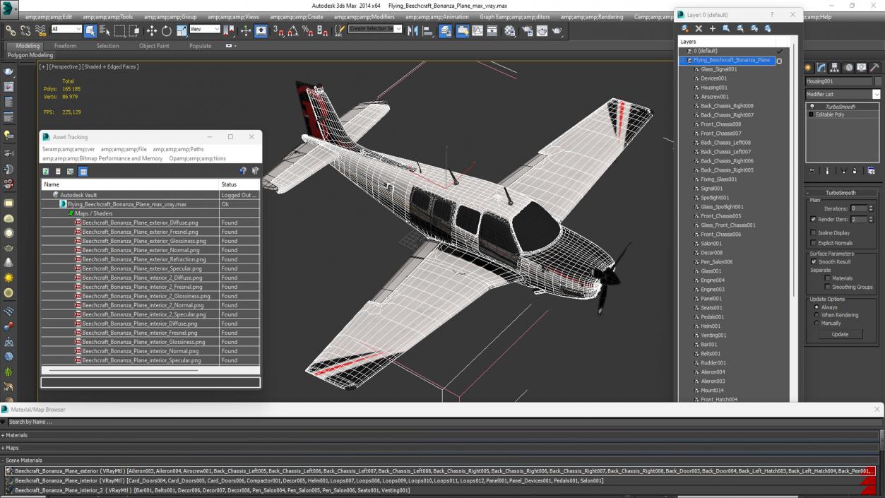 3D Flying Beechcraft Bonanza Plane