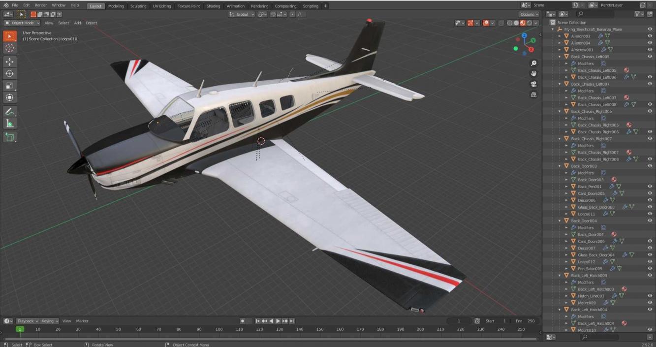 3D Flying Beechcraft Bonanza Plane