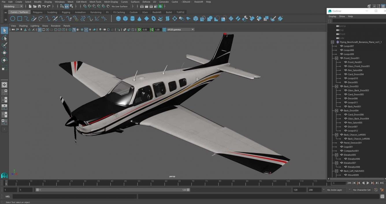 3D Flying Beechcraft Bonanza Plane