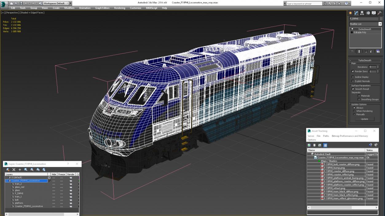 3D model Coaster F59PHI Locomotive