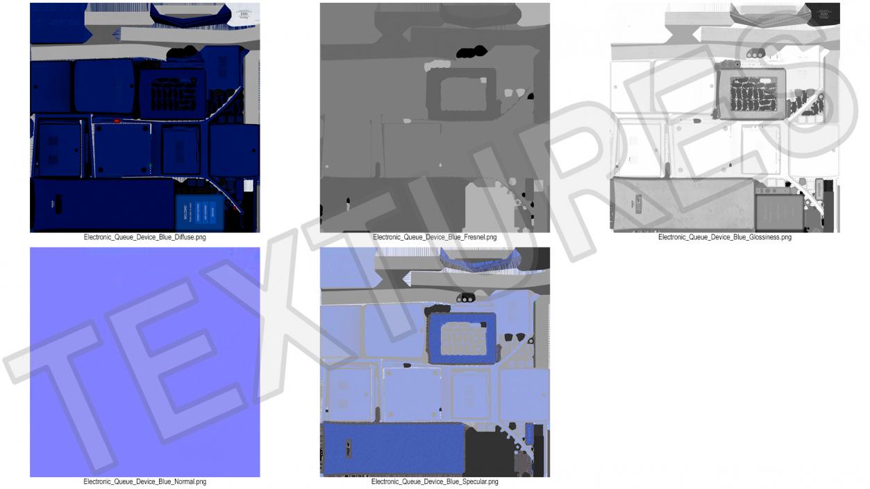 3D Electronic Queue Device Blue model