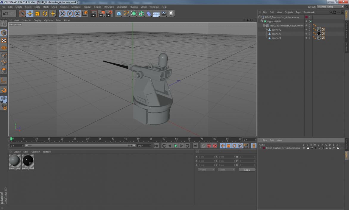 3D M242 Bushmaster Autocannon