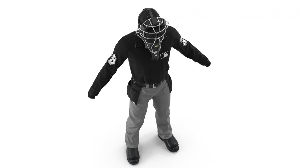 Uniform for Baseball Umpire with Mask 3D