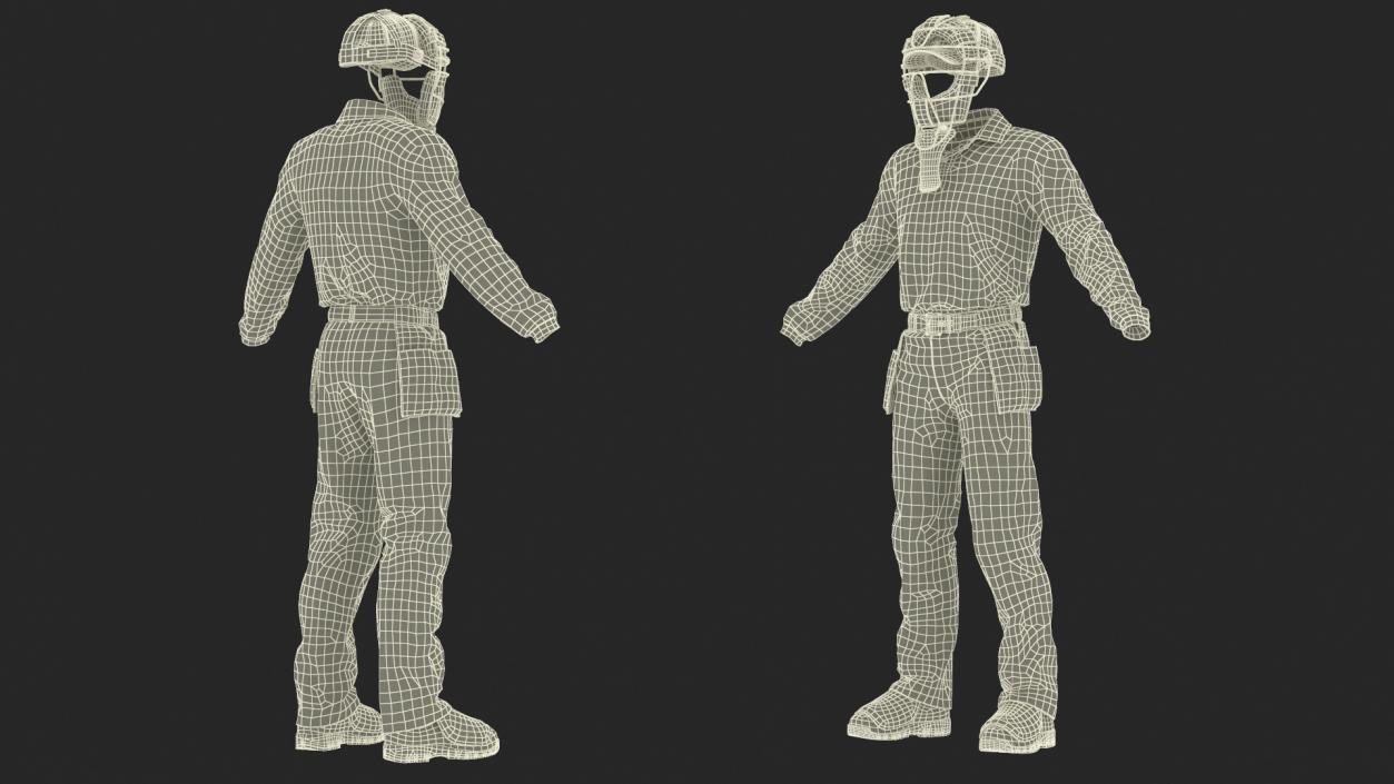 Uniform for Baseball Umpire with Mask 3D