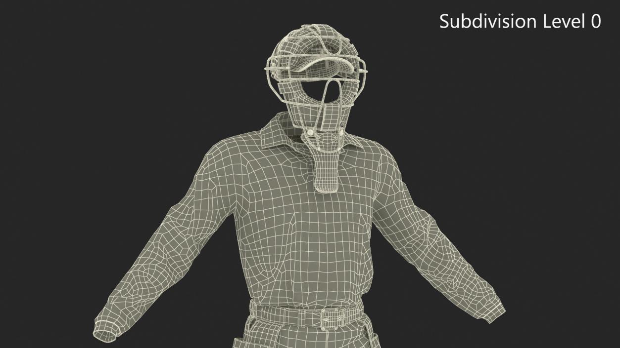 Uniform for Baseball Umpire with Mask 3D