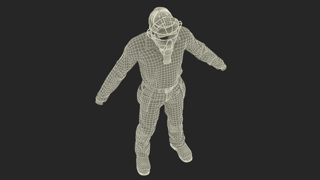 Uniform for Baseball Umpire with Mask 3D