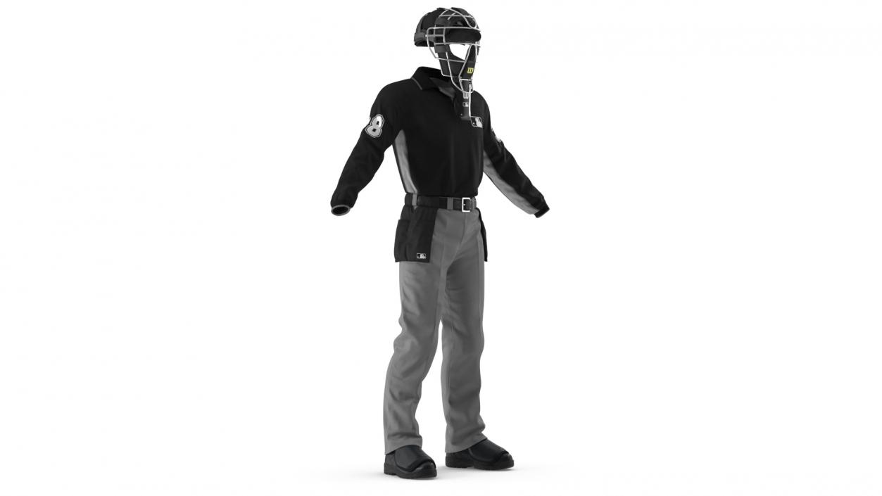 Uniform for Baseball Umpire with Mask 3D