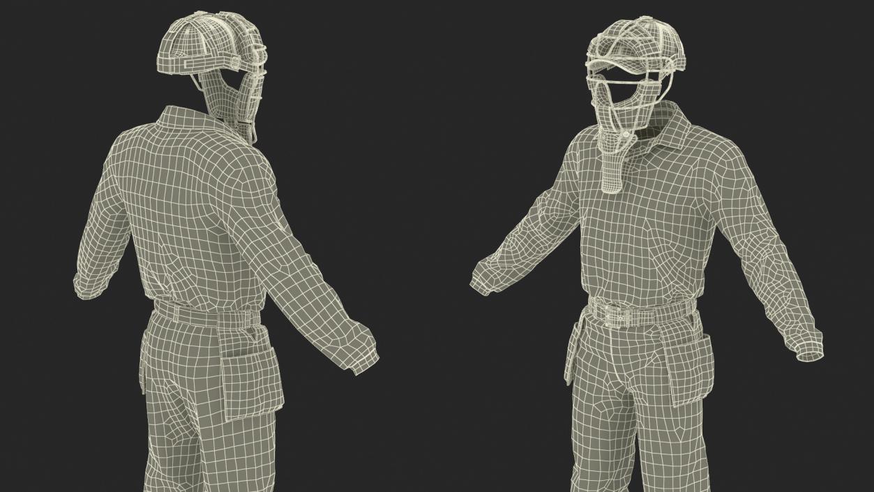 Uniform for Baseball Umpire with Mask 3D