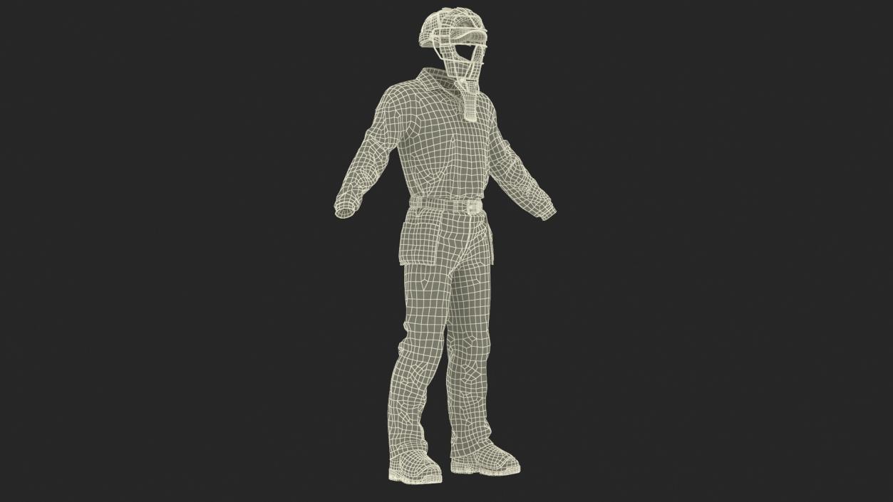 Uniform for Baseball Umpire with Mask 3D