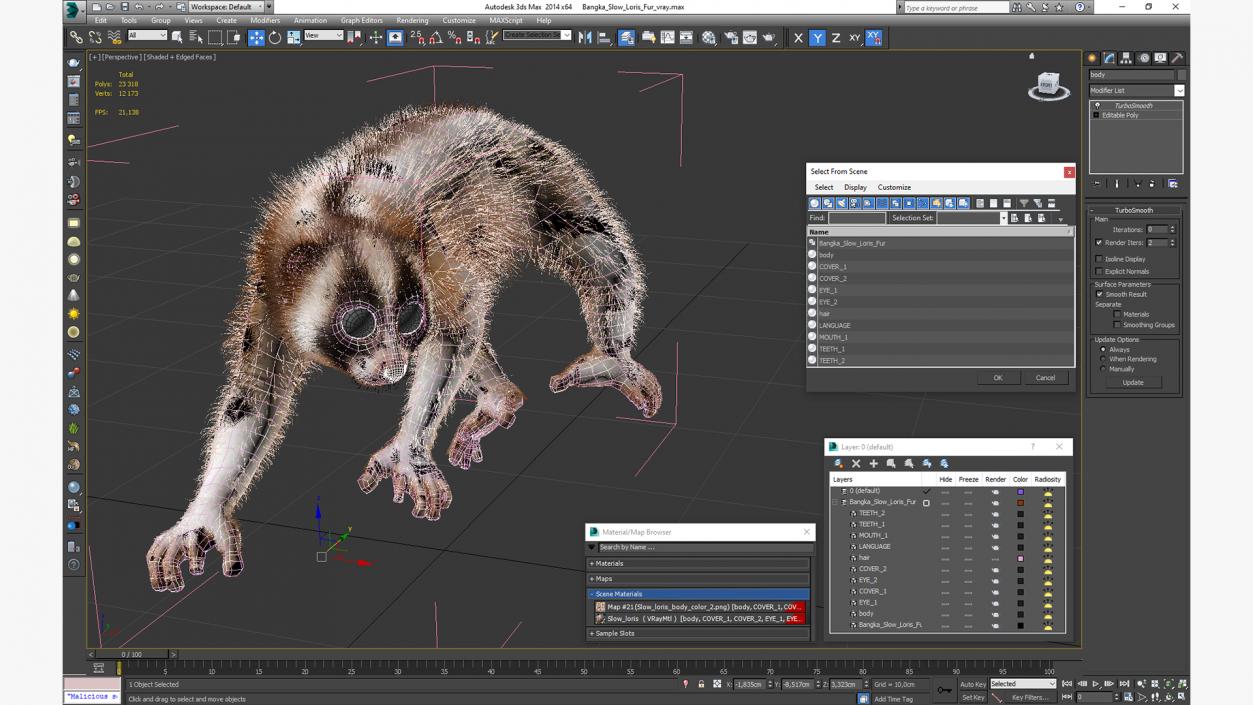 3D Bangka Slow Loris Fur