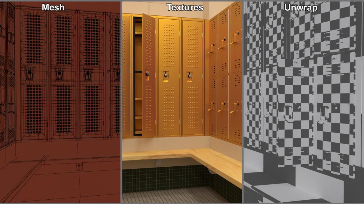 3D model Locker Room Design Yellow