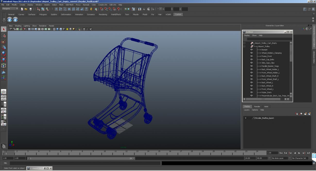 3D Airport Trolley Cart Empty