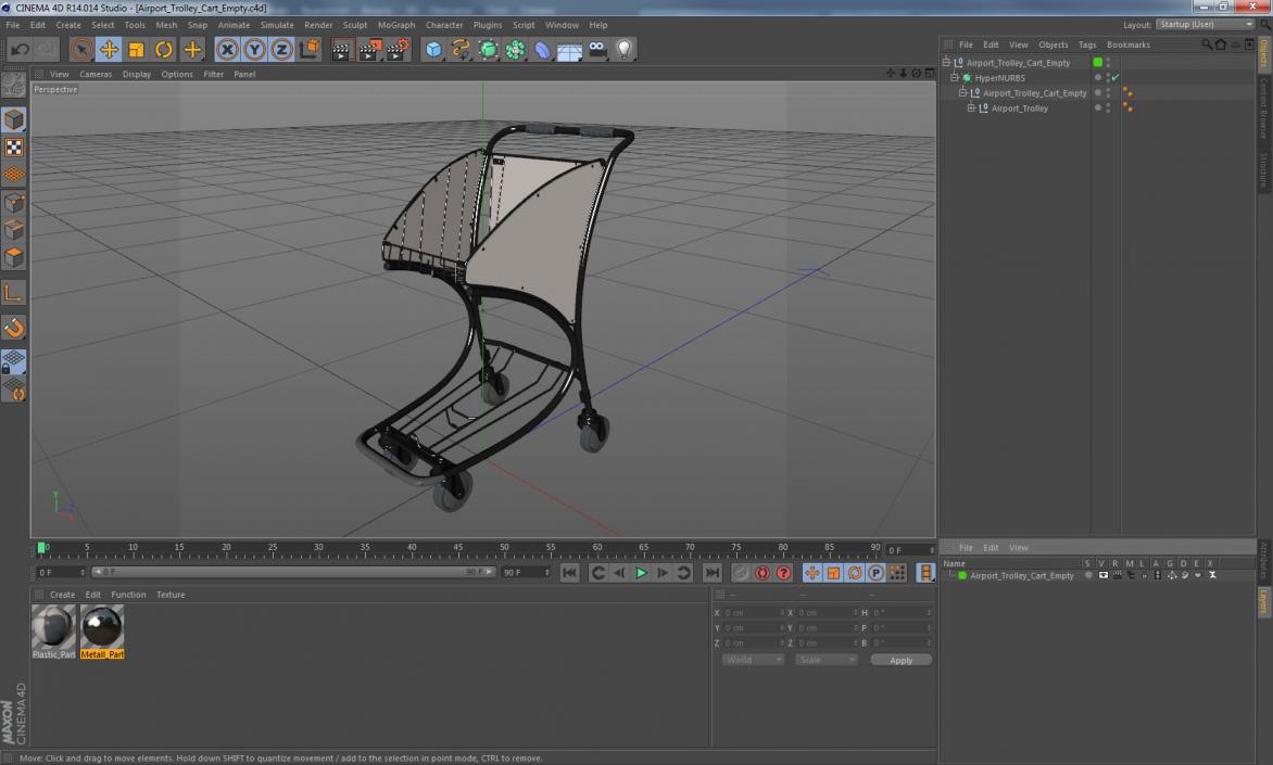 3D Airport Trolley Cart Empty