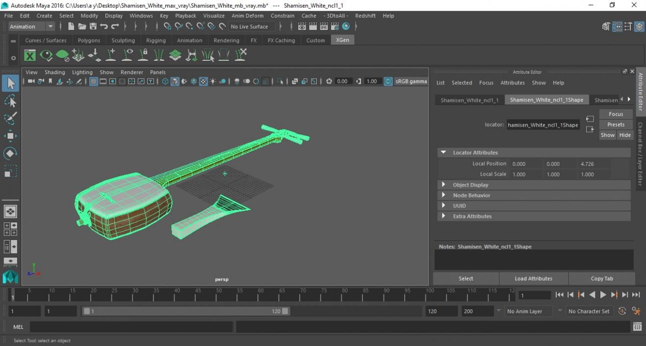 Shamisen White 3D model