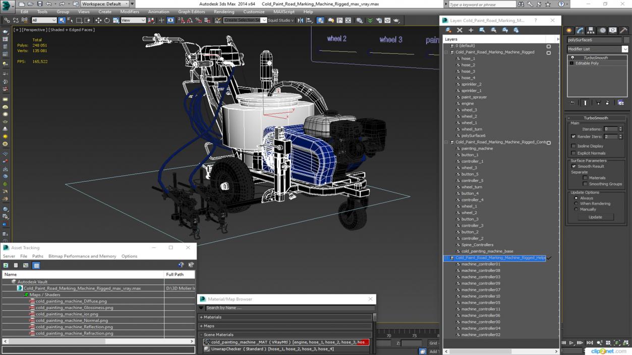 3D Cold Paint Road Marking Machine Rigged model