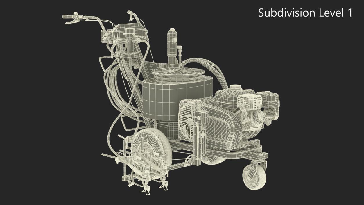 3D Cold Paint Road Marking Machine Rigged model