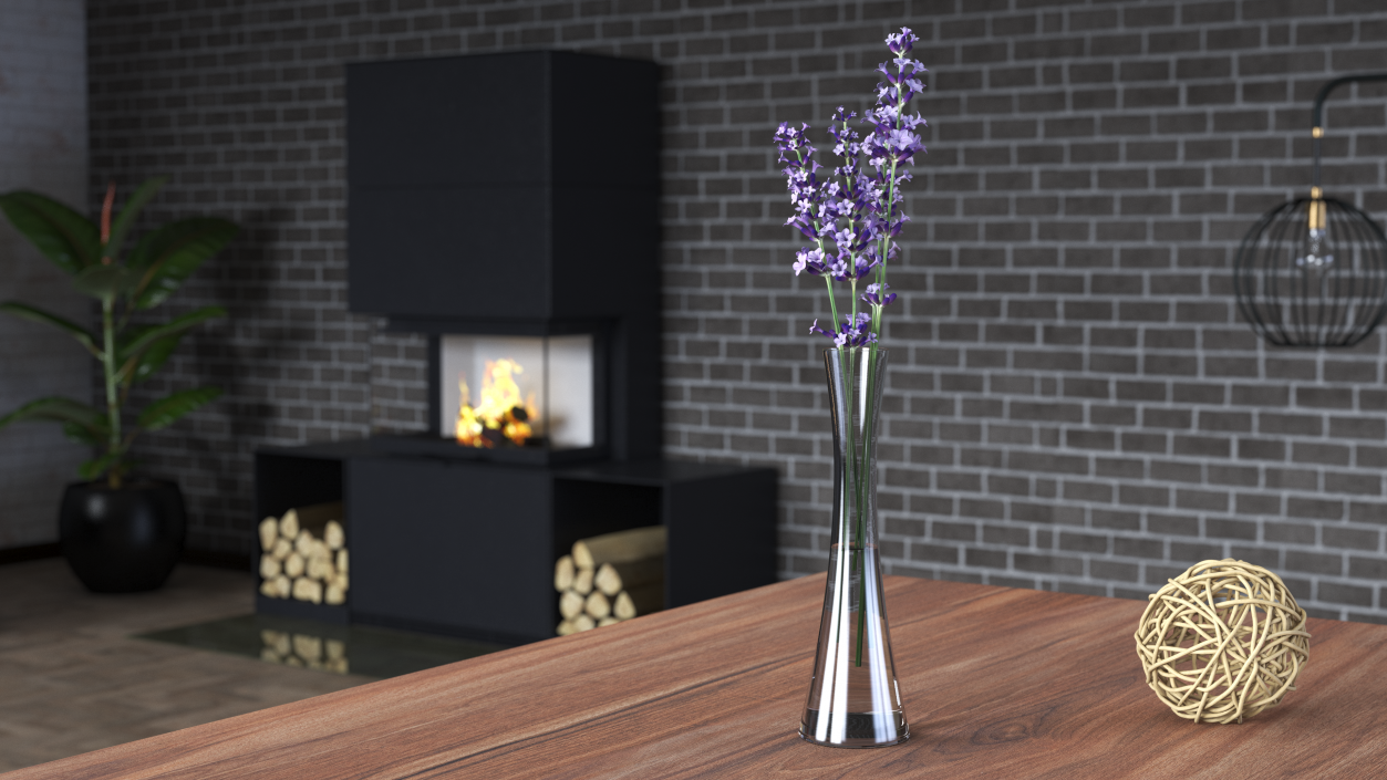 3D Vase with Lavender Flowers