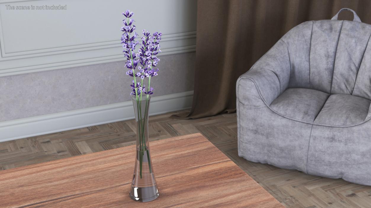 3D Vase with Lavender Flowers