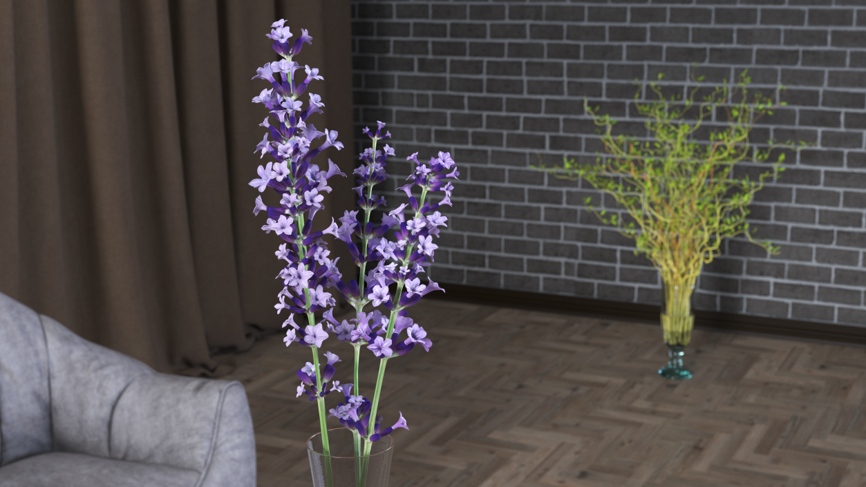 3D Vase with Lavender Flowers