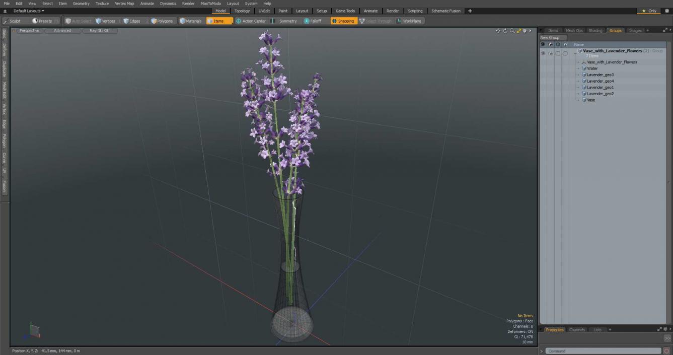 3D Vase with Lavender Flowers