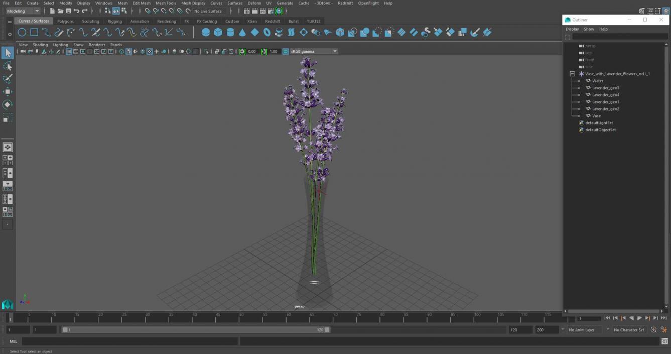 3D Vase with Lavender Flowers