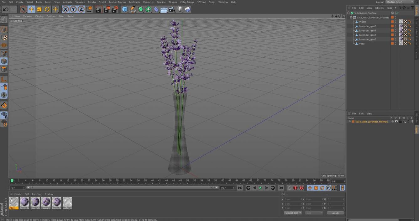 3D Vase with Lavender Flowers