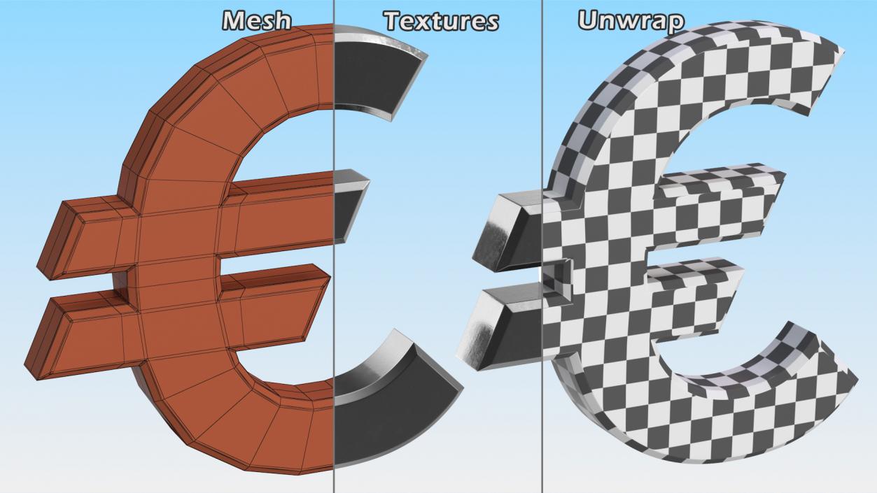 3D Euro Sign Silver