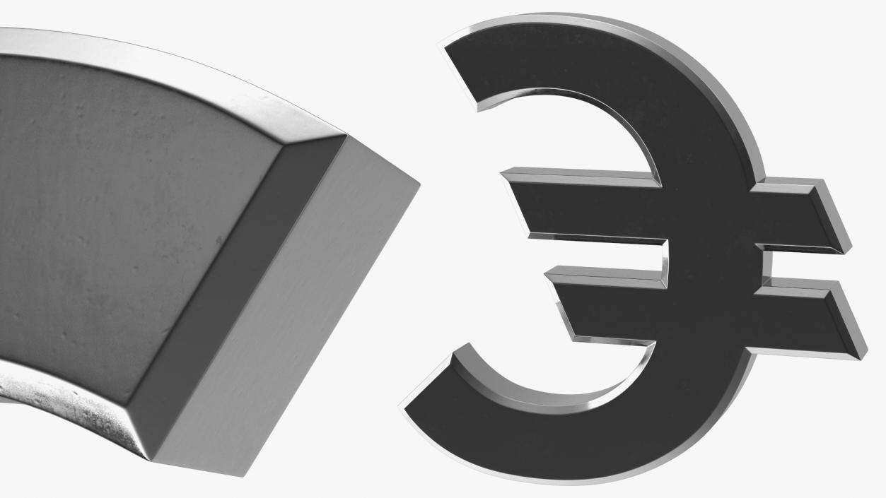 3D Euro Sign Silver