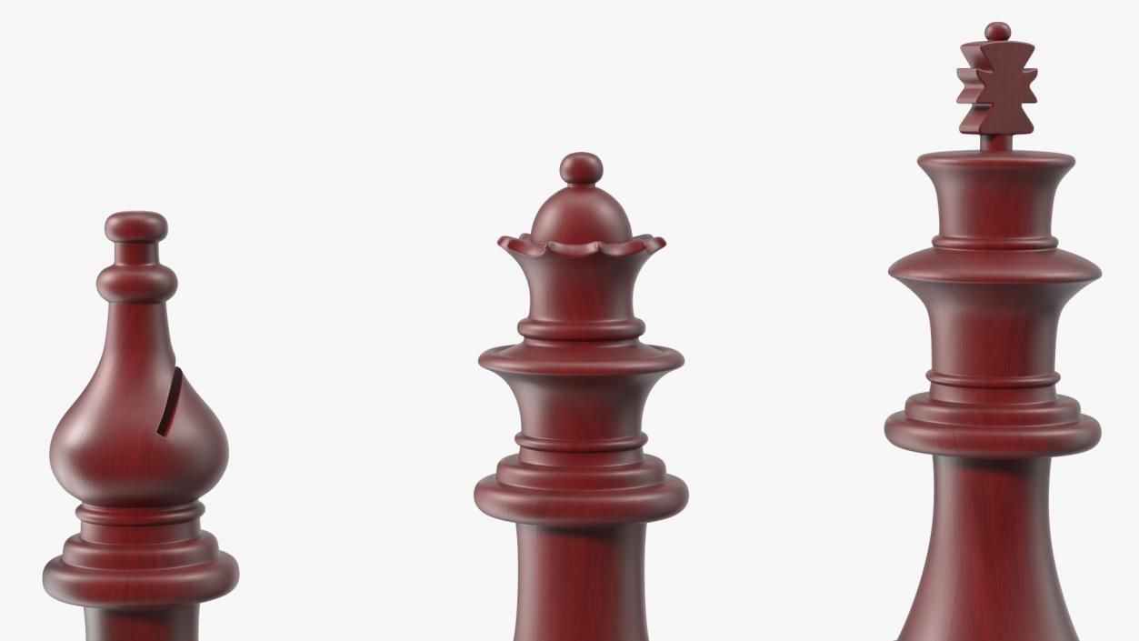 3D Red Chess Figures Set