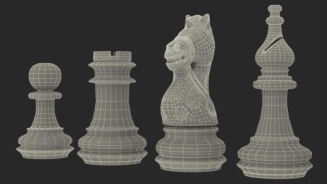 3D Red Chess Figures Set