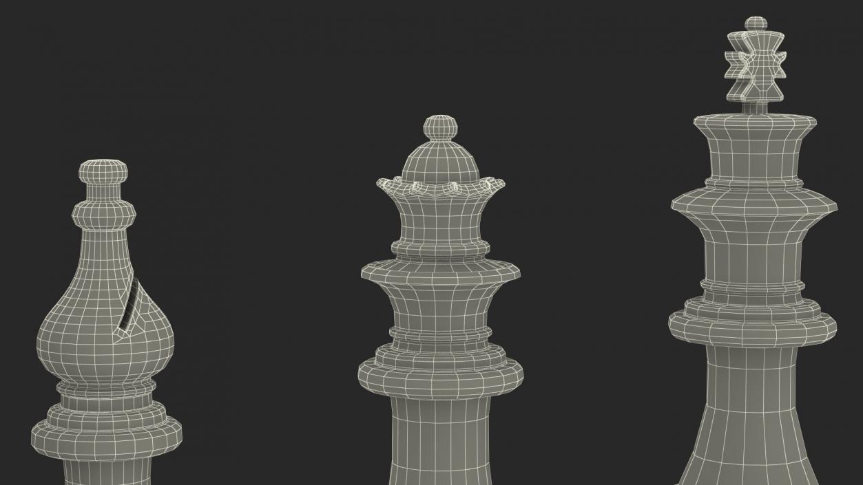 3D Red Chess Figures Set