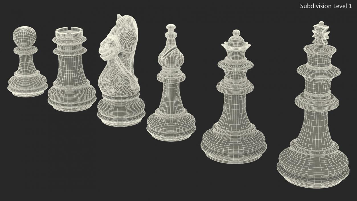 3D Red Chess Figures Set