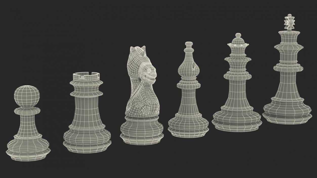 3D Red Chess Figures Set