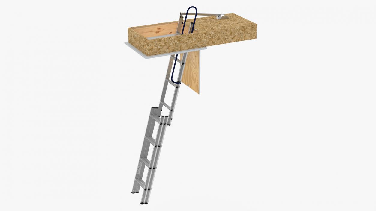 3D model Metal Attic Ladder Rigged