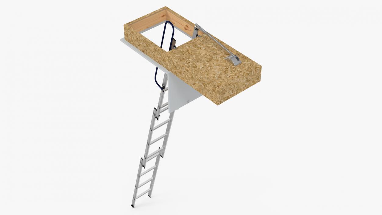 3D model Metal Attic Ladder Rigged